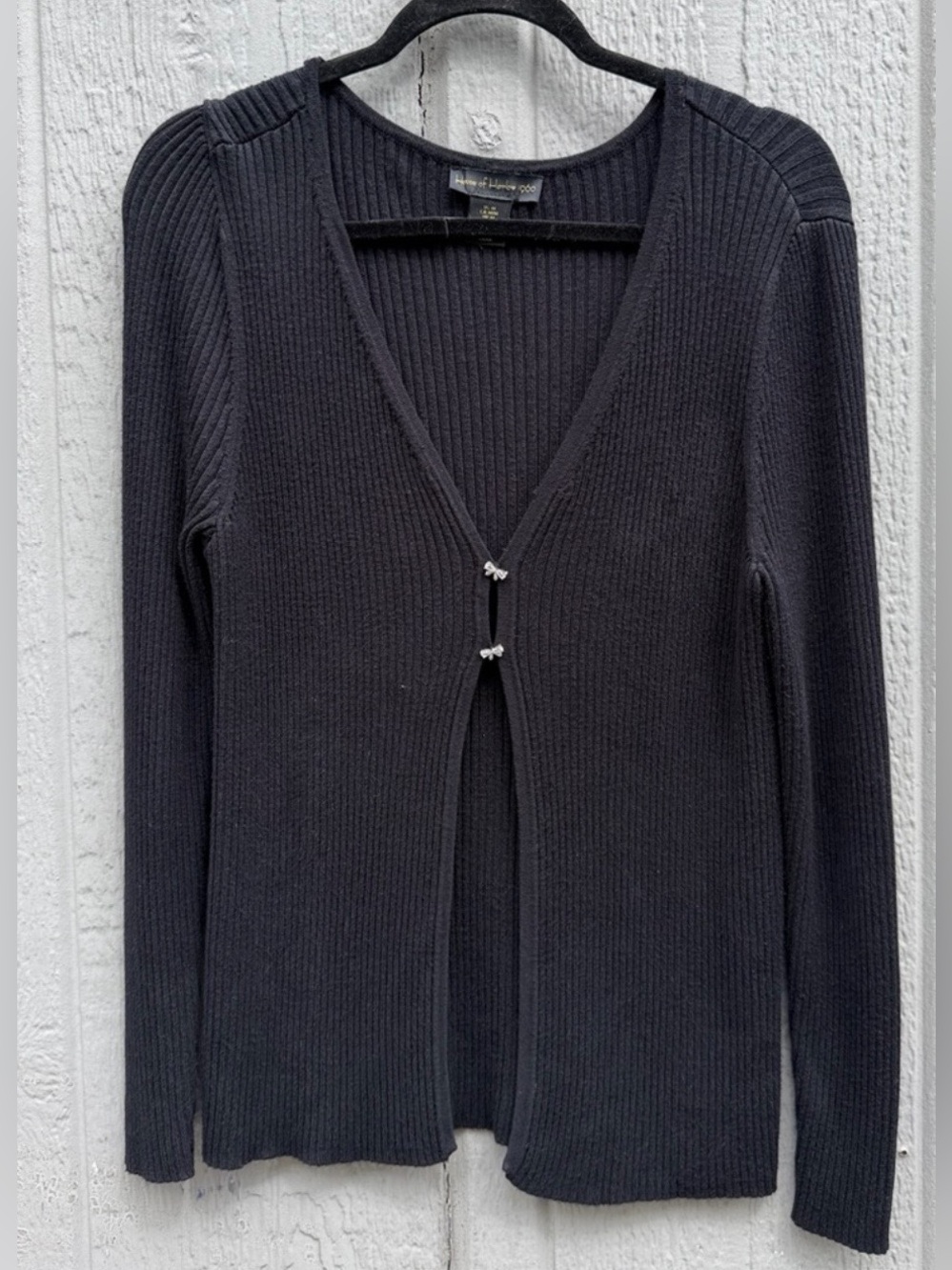 House Of Harlow 1960 Black Ribbed V-Neck Cardigan Size: M